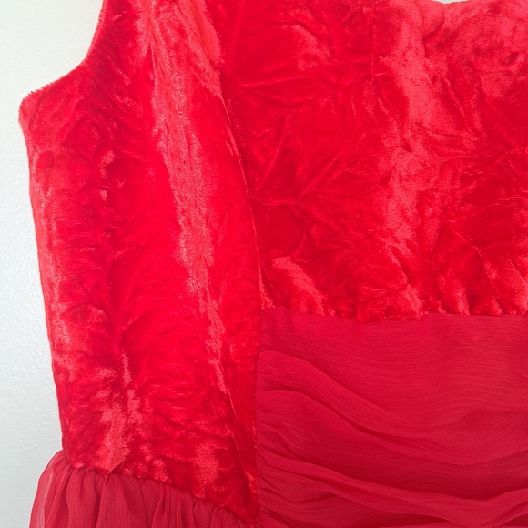 Free People Anthropologie red ballerina velour and chiffon dress - Picture 8 of 8